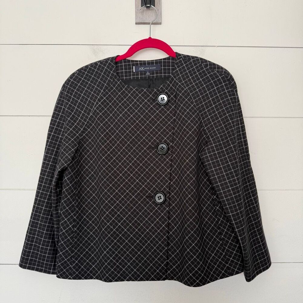 Anne Klein Women’s 6 Plaid Patterned Jacket Career Office Core